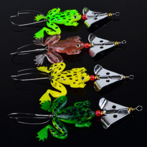 2014 New frogs Fishing Lure Set 4pcs/LOT Rubber Soft Fishing Lures Bass SpinnerBait spoon Lures carp fishing tackle