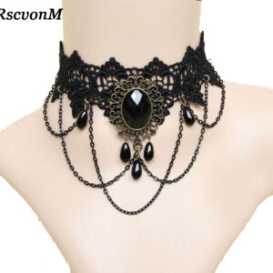 2018 Fashion Gothic Choker Necklace Vintage Tattoo Tassel Punk Style Lace Pendant Wedding Jewelry Women False Collar Statement