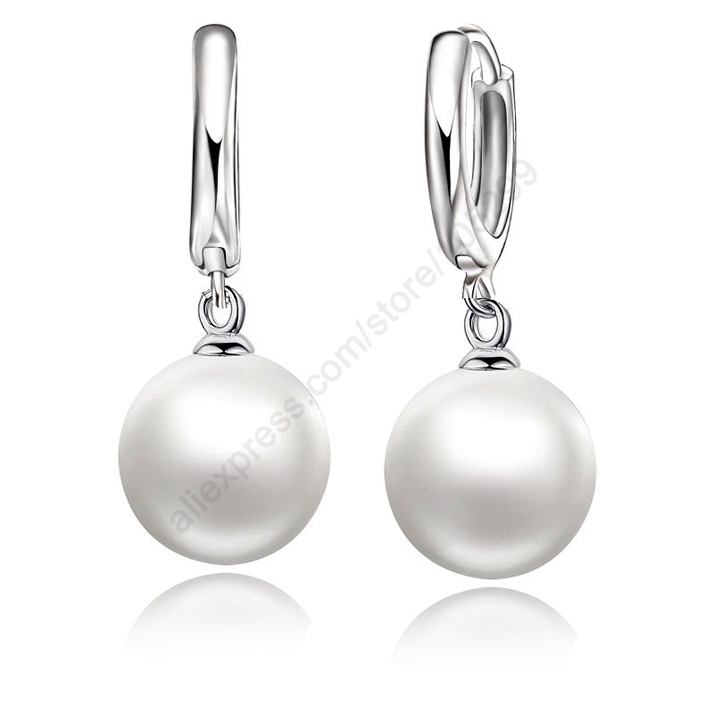 PATICO Fashion Freshwater Pearl Earring Accessories 925 Sterling Silver Pearl Earrings White Pearl Hoop Earrings For Women/Girls