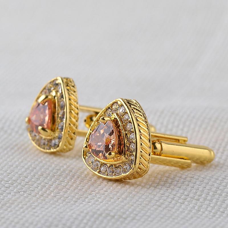 2017 New jewelry selling high-grade crystal Men's enamel luxury cufflink Rhinestones French cuff gold color cufflinks Zircon - Image 3