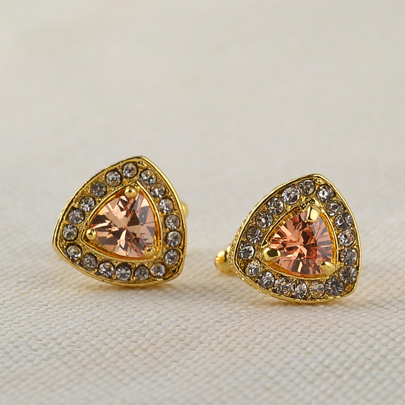 2017 New jewelry selling high-grade crystal Men's enamel luxury cufflink Rhinestones French cuff gold color cufflinks Zircon - Image 4