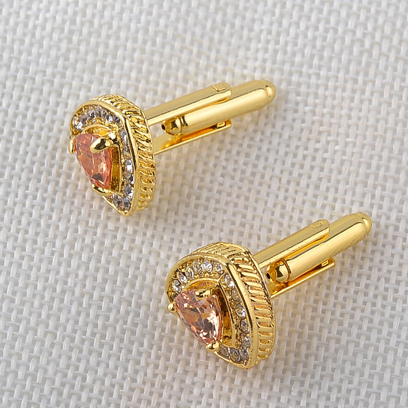 2017 New jewelry selling high-grade crystal Men's enamel luxury cufflink Rhinestones French cuff gold color cufflinks Zircon - Image 6