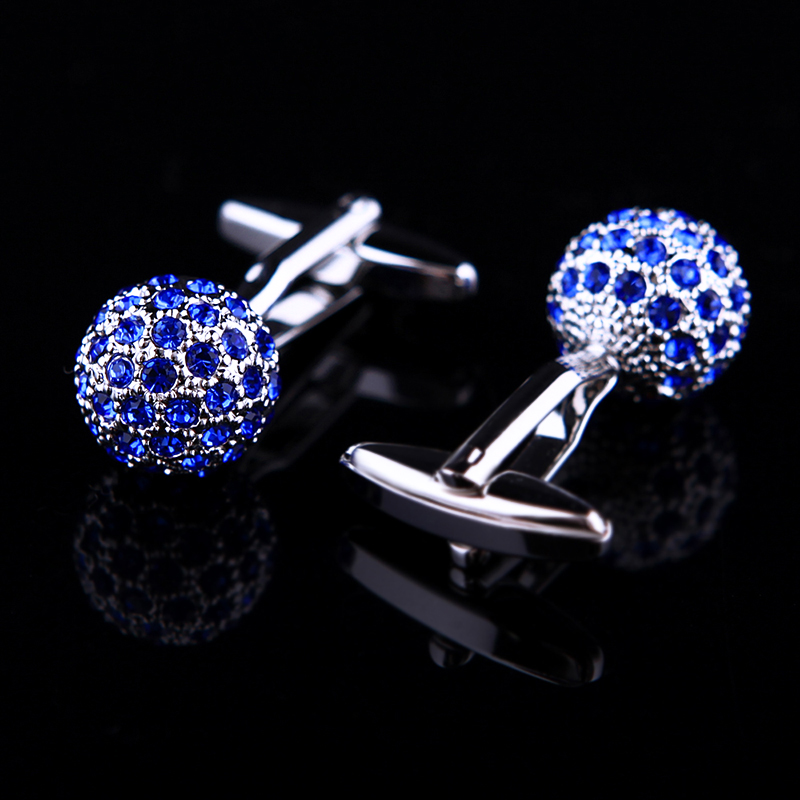 KFLK Jewelry Brand Blue Crystal Ball Cuff link Wholesale Buttons designer High Quality shirt cufflinks for mens Free Shipping - Image 2