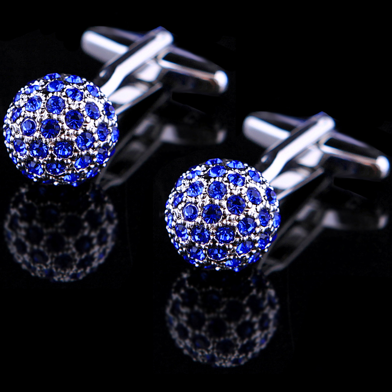 KFLK Jewelry Brand Blue Crystal Ball Cuff link Wholesale Buttons designer High Quality shirt cufflinks for mens Free Shipping - Image 3