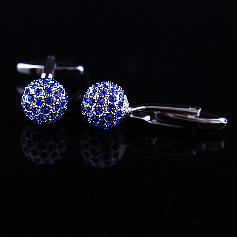 KFLK Jewelry Brand Blue Crystal Ball Cuff link Wholesale Buttons designer High Quality shirt cufflinks for mens Free Shipping - Image 5