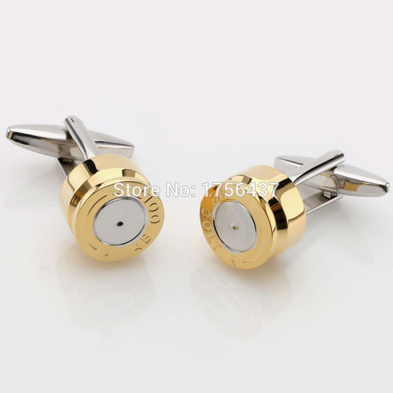 Lepton Bullet Cufflinks for Mens Gold Color Bullet Design Cuff links Men Wedding Groom Shirt Cuffs Cufflink Relojes gemelos