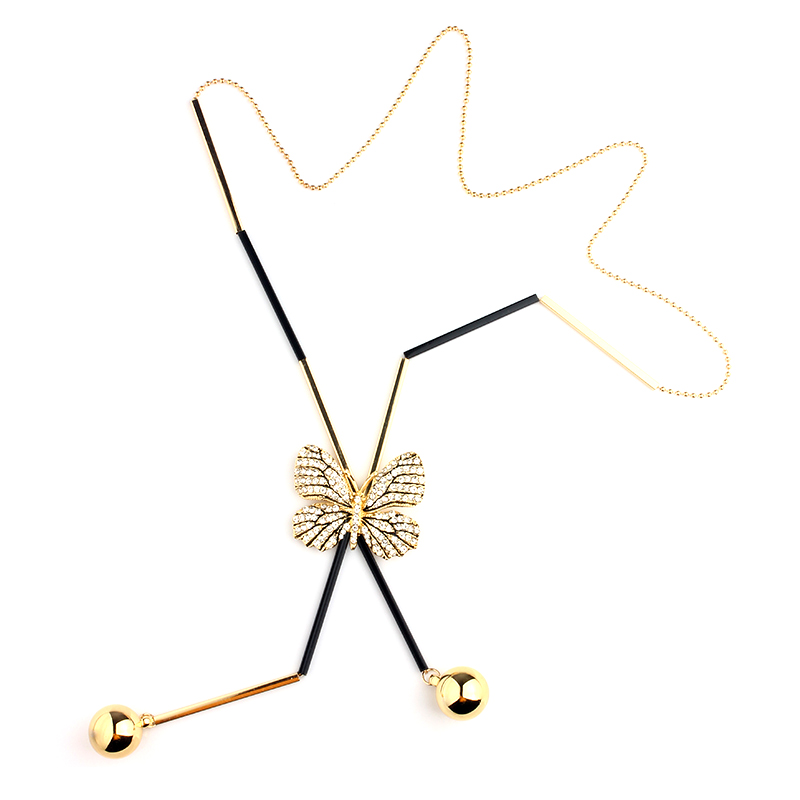 VIVILADY Elegant Butterfly Long Beaded Chain Tassel Necklace Women Rhinestone Office Accessory Bohemia Costumes Jewelry Bijoux - Image 4