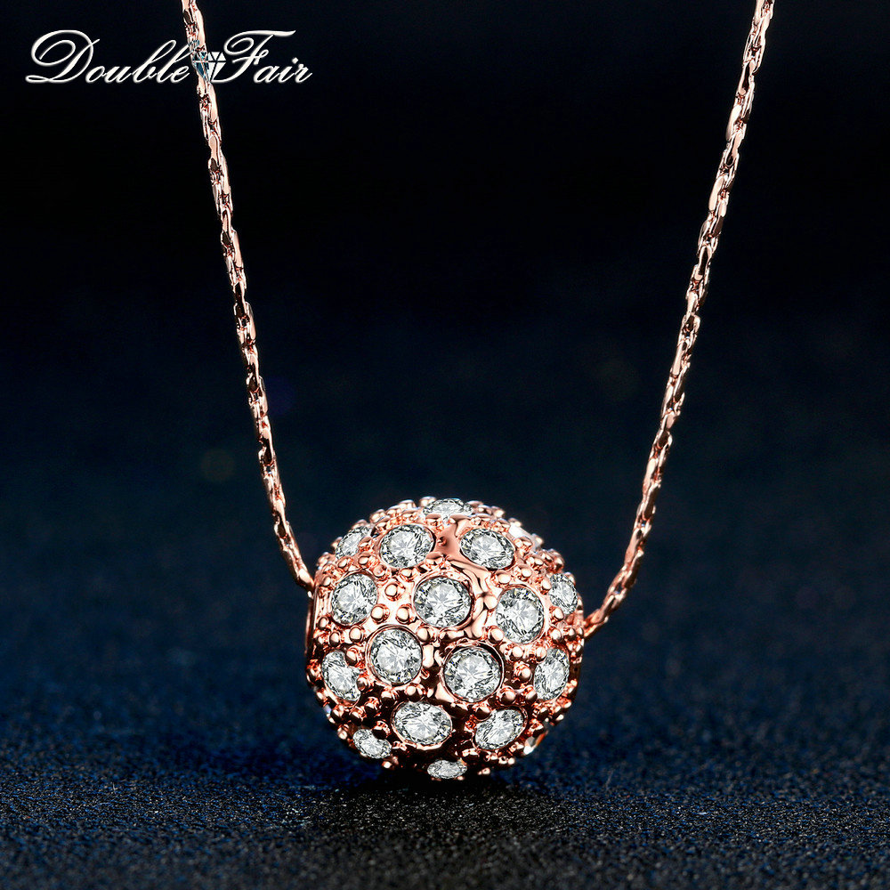 DFN252 Lucky Beads Rose Gold Pated Charm Necklaces & Pendants Fashion Brand Jewelry For Women Crystal Snake Chain Colares