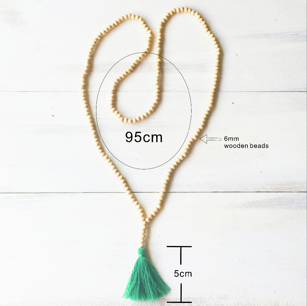 Dongmu jewellery bohemian style fashion tassel wood beads retro long necklace ladies fine jewelry new year gift - Image 2