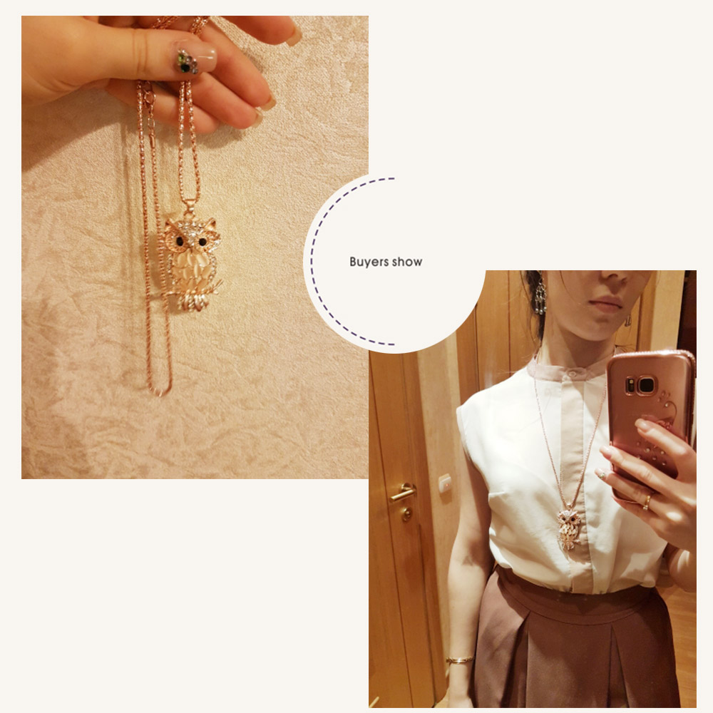 Stylish Gallant Sparkling Owl Crystal Charming Flossy Necklaces & Pendants Necklace For Women M099 - Image 6