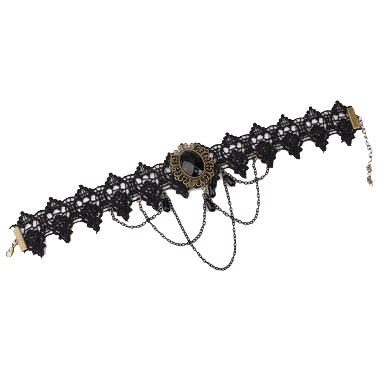 2018 Fashion Gothic Choker Necklace Vintage Tattoo Tassel Punk Style Lace Pendant Wedding Jewelry Women False Collar Statement - Image 4