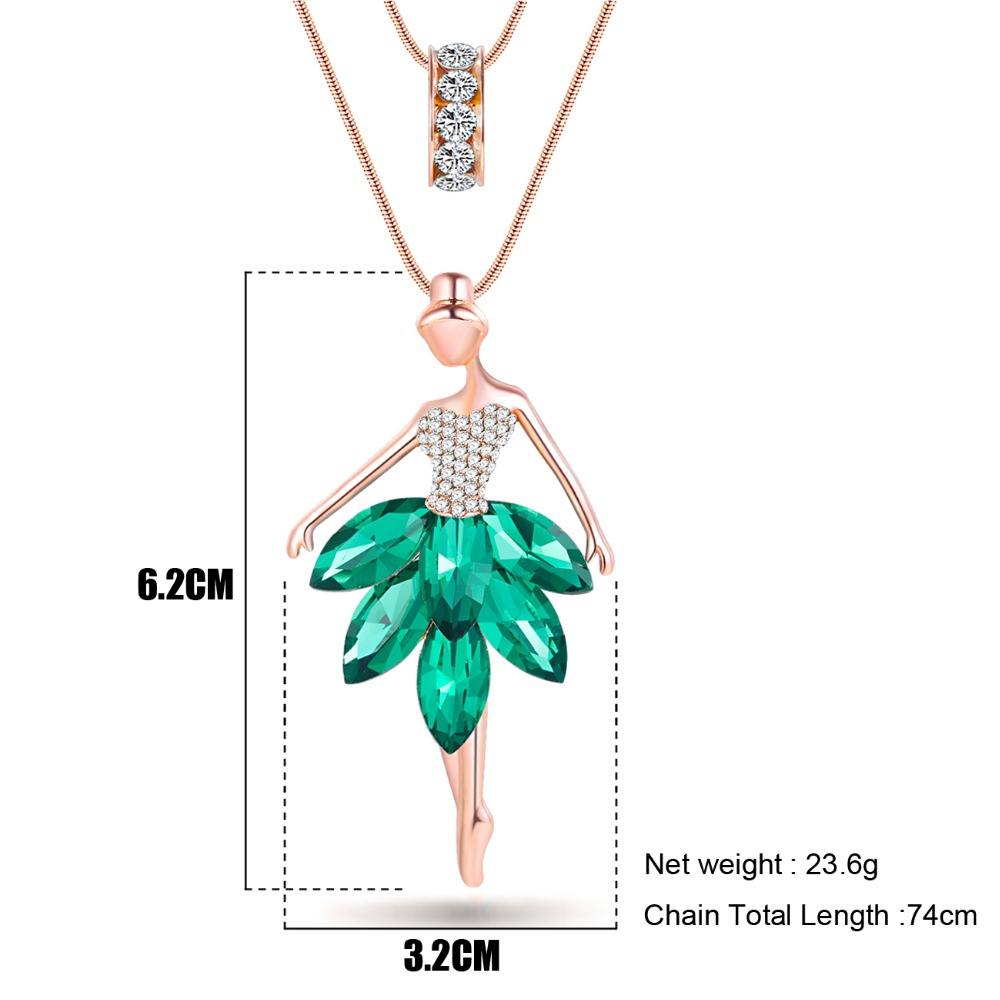 Bonsny Statement Maxi Alloy Enamel Dance BALLET Girl Fairy Angel Necklace Chain Pendant 2017 Fashion New Enamel Jewelry Women - Image 6