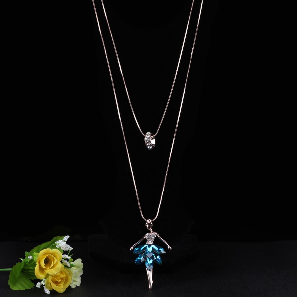 Bonsny Statement Maxi Alloy Enamel Dance BALLET Girl Fairy Angel Necklace Chain Pendant 2017 Fashion New Enamel Jewelry Women - Image 5