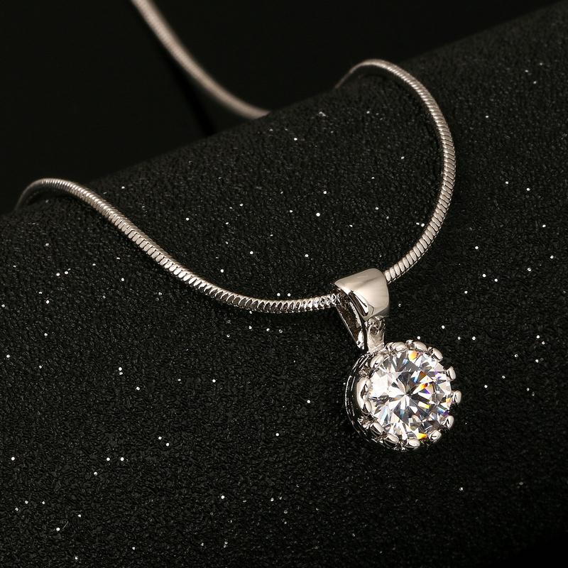 Double Fair Brand Unique Crown Cubic Zirconia Necklaces &Pendants Silver/Rose Gold Color Chain Fashion Jewelry For Women DFN390 - Image 3