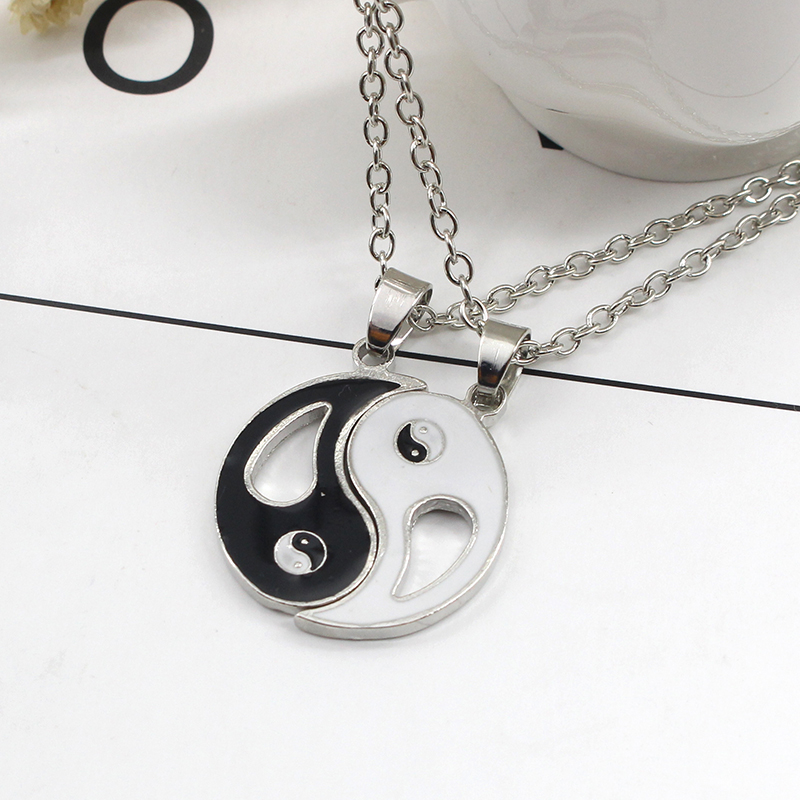 2 PCS Best Friends Necklace Jewelry Yin Yang Tai Chi Pendant Necklaces Black White Couples Paired Necklace For Men Women Gift - Image 5