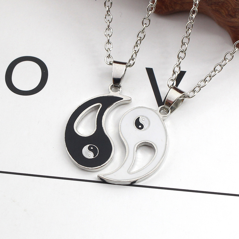 2 PCS Best Friends Necklace Jewelry Yin Yang Tai Chi Pendant Necklaces Black White Couples Paired Necklace For Men Women Gift - Image 3