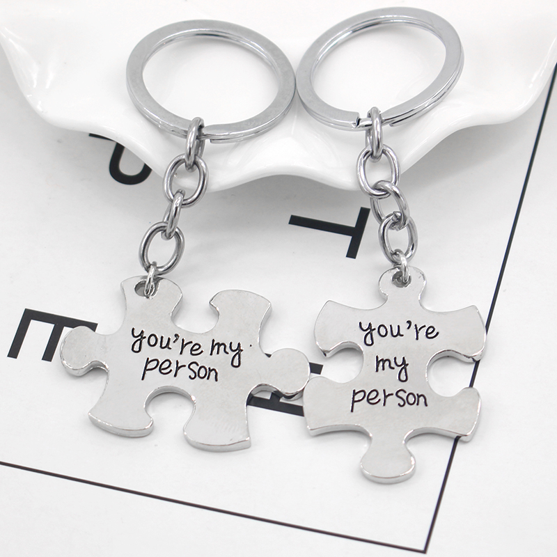 2 Pcs/Set Puzzle You're My Person Couple Keychain For Lovers You Are My Person Key Chain Ring Holder Best Friends llaveros - Image 5