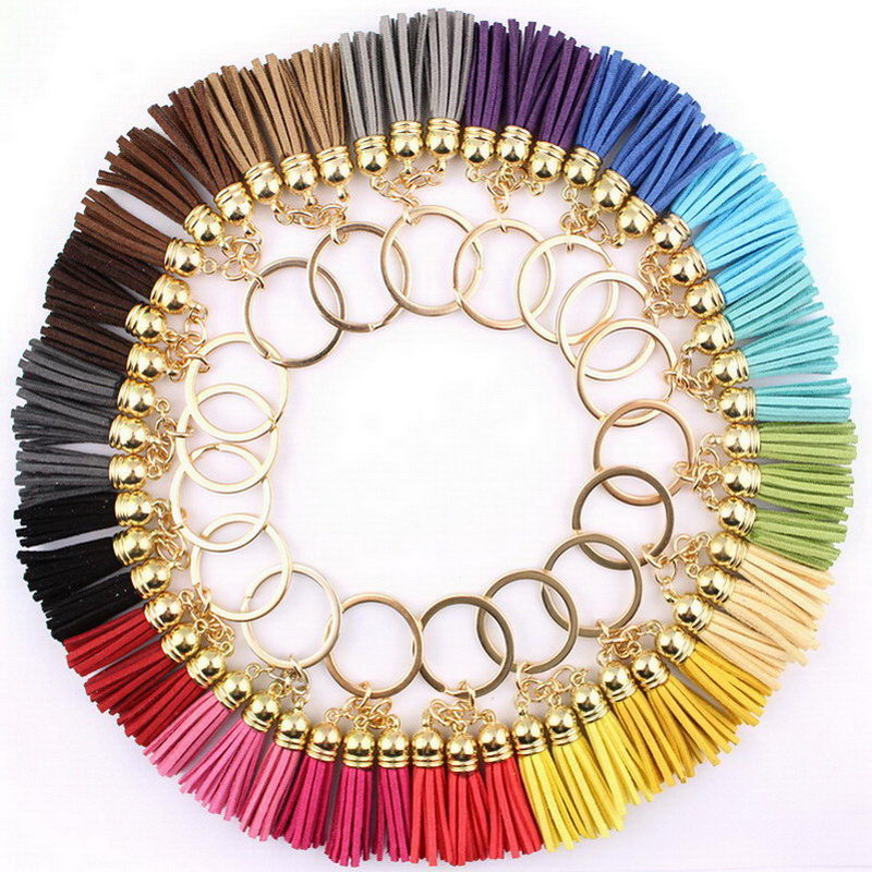 2016 New Fashion Women Casual Triple Leather Tassels Women Keychain Bag Pendant Alloy Car Key Chain Ring Holder Trendy Jewelry - Image 2