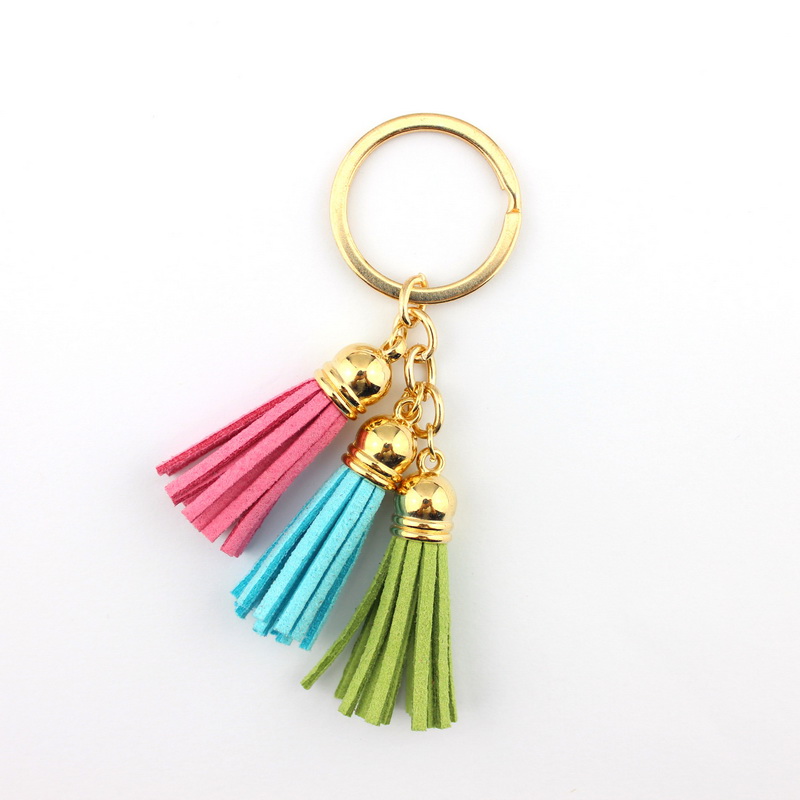 2016 New Fashion Women Casual Triple Leather Tassels Women Keychain Bag Pendant Alloy Car Key Chain Ring Holder Trendy Jewelry - Image 6