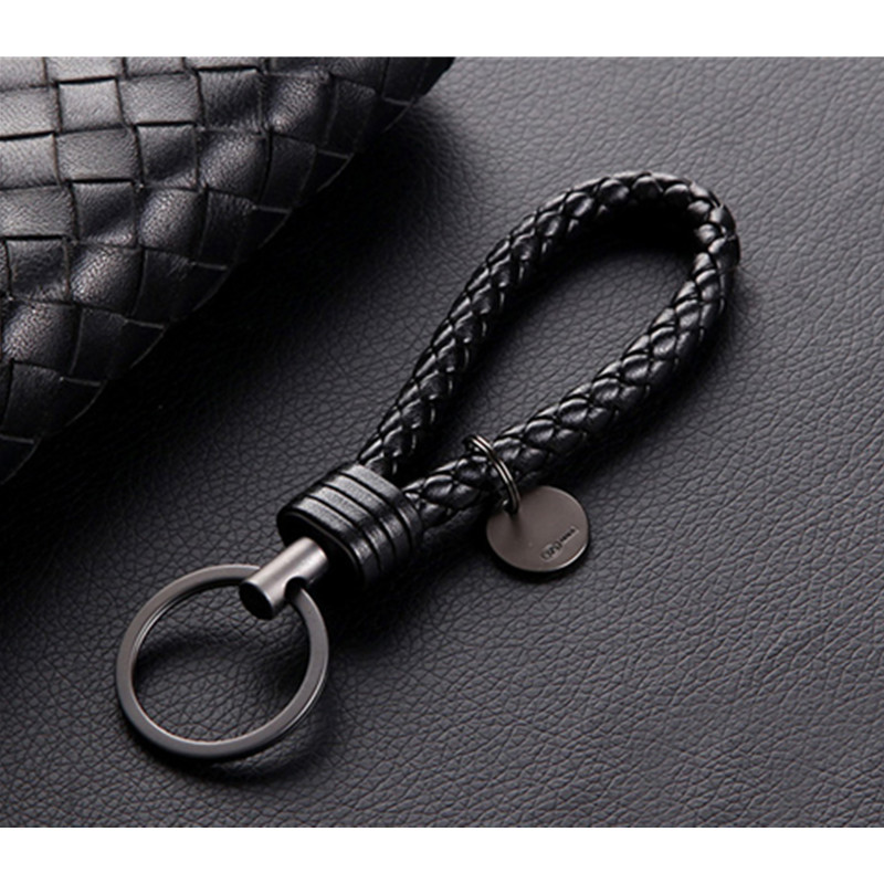 2018 New Arrival 19 Colors Unisex Braided Leather Rope Handmade Waven Keychain Zinc Alloy Key Chain Car Key Ring chaveiro S5747 - Image 4