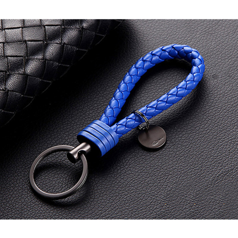 2018 New Arrival 19 Colors Unisex Braided Leather Rope Handmade Waven Keychain Zinc Alloy Key Chain Car Key Ring chaveiro S5747 - Image 5