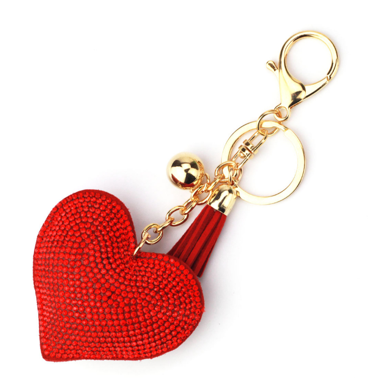 Love Heart Keychain For Women Crystal Beads Key Ring Handbag Pendant Charms Long Tassel Golden Chain Bag Holder Jewelry 7C0466 - Image 5