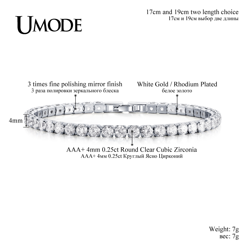 UMODE 5 Colors Cubic Zirconia Tennis Bracelet & Bangles For Women Christmas Gifts New Fashion Lady Jewelry Pulseras Mujer UB0097 - Image 2