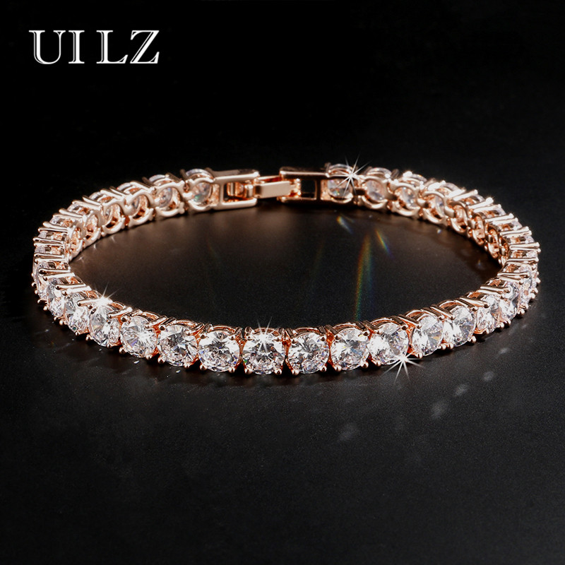 UILZ Fashion Rome Charm Jewelry High Quality Round Cut 0.5 carat AAA Cubic Zircon Tennis Bracelets For Women/Men Party JMBP051 - Image 4