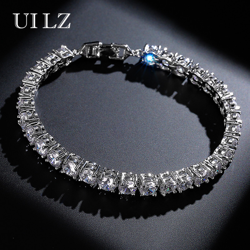 UILZ Fashion Rome Charm Jewelry High Quality Round Cut 0.5 carat AAA Cubic Zircon Tennis Bracelets For Women/Men Party JMBP051 - Image 2