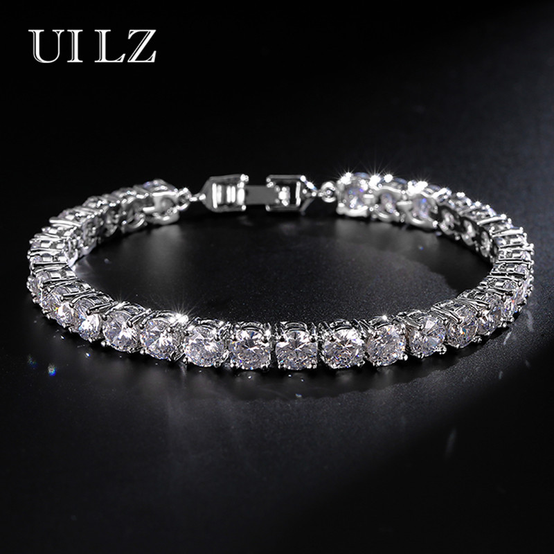 UILZ Fashion Rome Charm Jewelry High Quality Round Cut 0.5 carat AAA Cubic Zircon Tennis Bracelets For Women/Men Party JMBP051