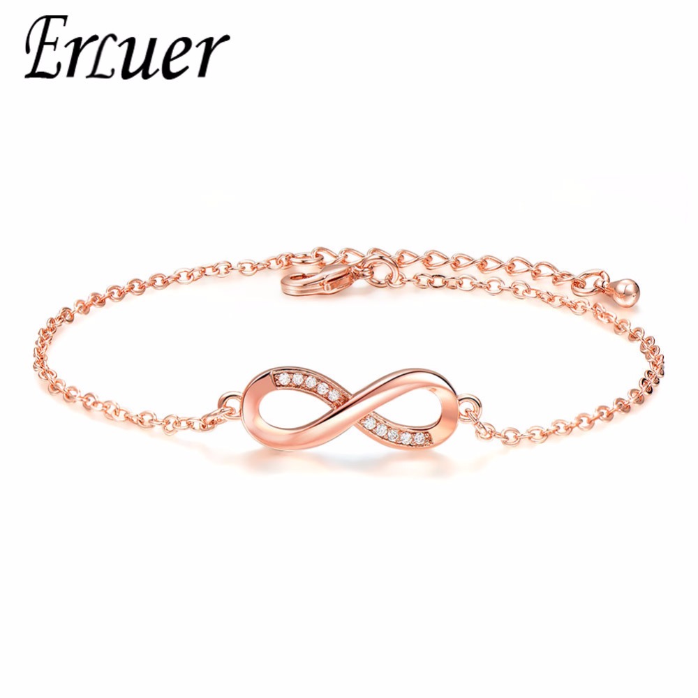 ERLUER Heart Infinity Cross Charm Bracelet For Women Girls Rose Gold Silver Plated Crystal Zircon Chains Bracelets & Bangles - Image 4