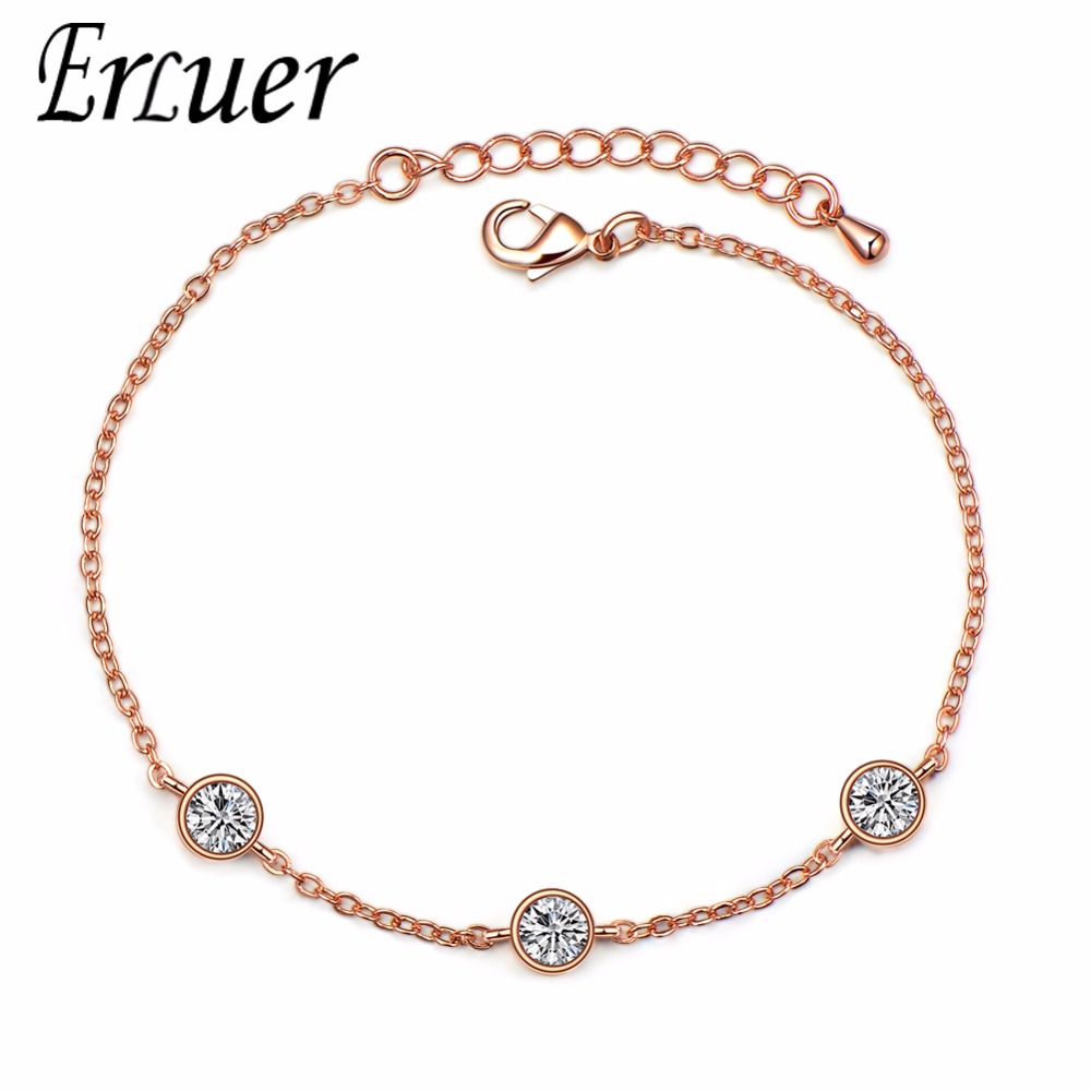 ERLUER Heart Infinity Cross Charm Bracelet For Women Girls Rose Gold Silver Plated Crystal Zircon Chains Bracelets & Bangles