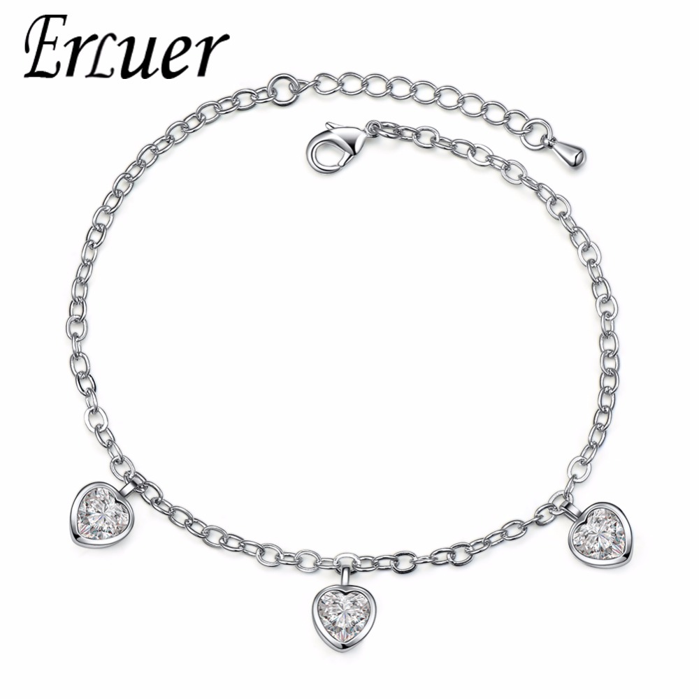 ERLUER Heart Infinity Cross Charm Bracelet For Women Girls Rose Gold Silver Plated Crystal Zircon Chains Bracelets & Bangles - Image 2
