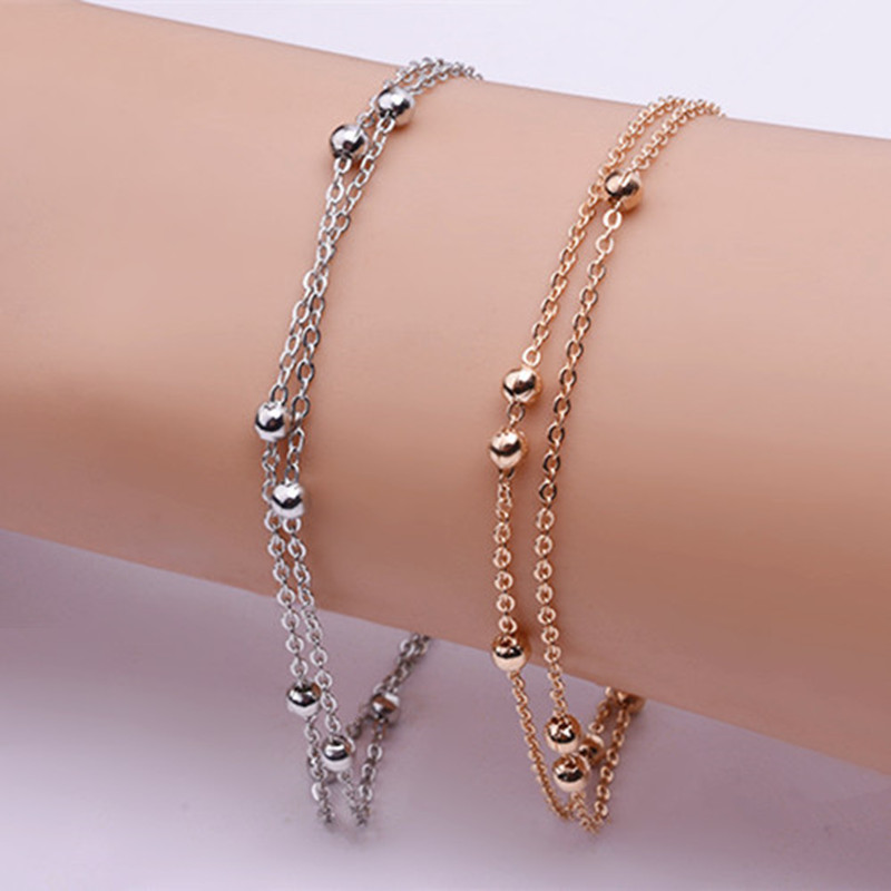 Luxury Gold/Silver Color Chain Link Bracelet for Women Ladies OL Style Copper Beads Bracelet Jewelry Wholesale Free Shipping