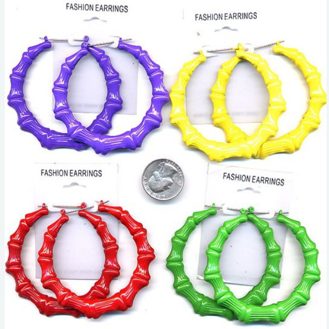 2017 New Punk Celebrity Basketball Wives Big Hoop Earrings For Women Neon Color Large Bamboo Earrings Brincos Fashion Jewelry - Image 3