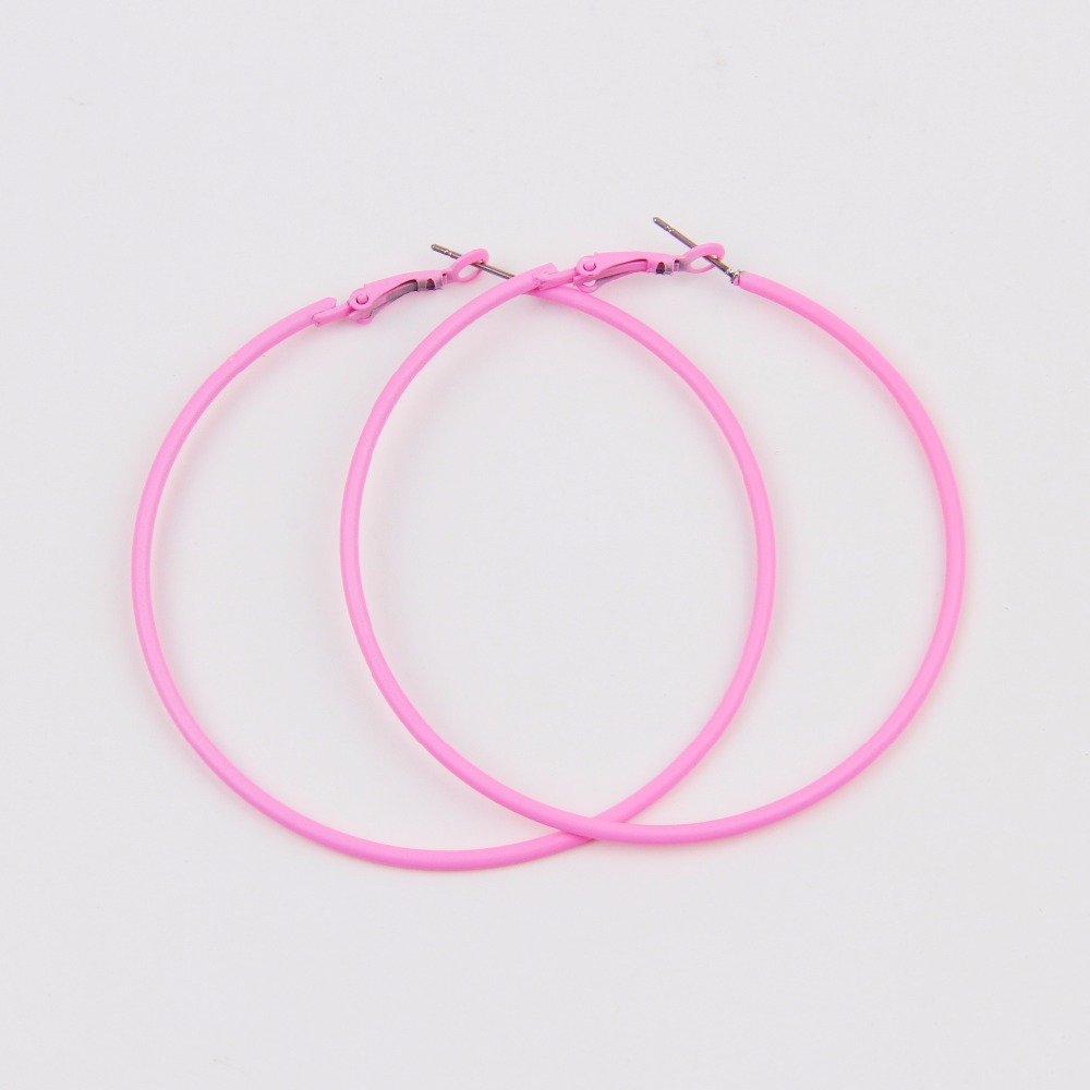 Rock Punk Big Round Hoop Earrings Trendy Neon Pink Metal Painted Large Circle Earrings For Women Statement Ear Party Jewelry - Image 4