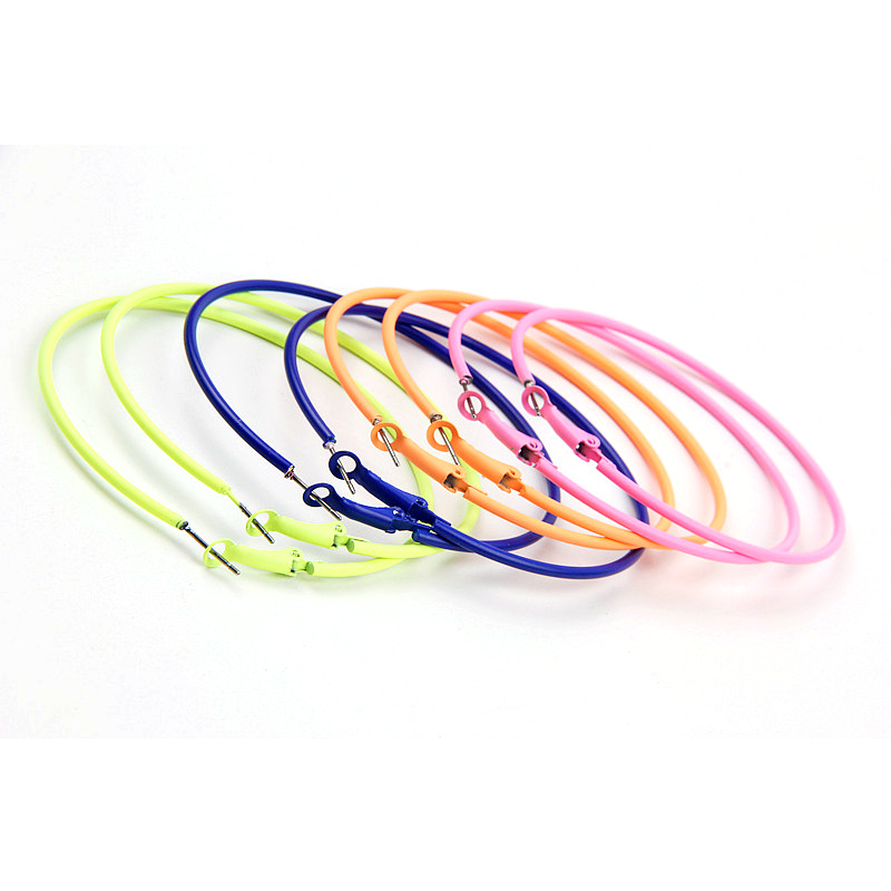 Rock Punk Big Round Hoop Earrings Trendy Neon Pink Metal Painted Large Circle Earrings For Women Statement Ear Party Jewelry - Image 2