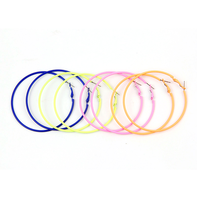 Rock Punk Big Round Hoop Earrings Trendy Neon Pink Metal Painted Large Circle Earrings For Women Statement Ear Party Jewelry - Image 6