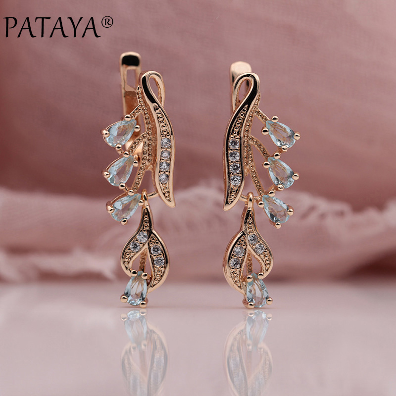 PATAYA 328 Anniversary 585 Rose Gold Multicolor Water Drop Natural Zircon Wedding Party Fine Jewelry Women Long Dangle Earrings - Image 3