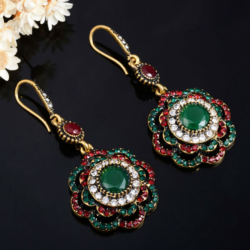 Joyme Drop Earrings Ethnic Long Clip Crystal Vintage Party Cuff Wedding Bohemian Earrings For Women Collier Femme Oorbellen