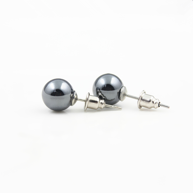 3A Grade 6mm 8mm 10mm Round Hematite Beads Stud Earrings Nickel Free (3 Pairs) Free Shipping HE1000 - Image 4