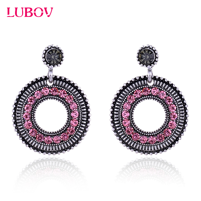 Exaggerated Big Circle Women Stud Earrings Multi-layer Rhinestone Decoration Piercing Earrings Women Trendy Wedding Jewelry