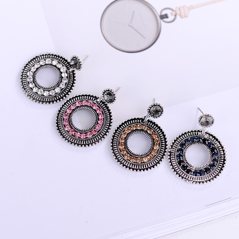 Exaggerated Big Circle Women Stud Earrings Multi-layer Rhinestone Decoration Piercing Earrings Women Trendy Wedding Jewelry - Image 6