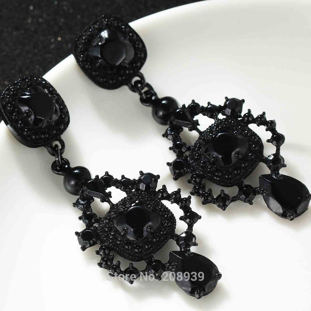 Women's Fashion Earrings Black Resin Earring Sweet Dangle Earring For Women Girls E625 - Image 2