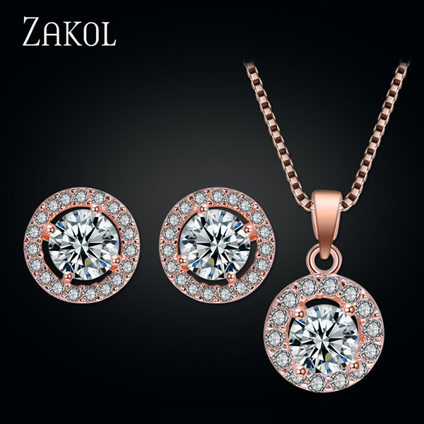 ZAKOL Trendy Girl Micro Inlay Jewelry Set Hot Sale Round Crystal ...