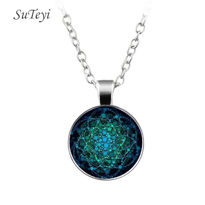 SUTEYI 2017 Trendy Print Art Picture Glass Necklace Adjustable Bracelet Mandala Hooks Earrings Buddhist Necklaces Jewelry Sets - Image 7