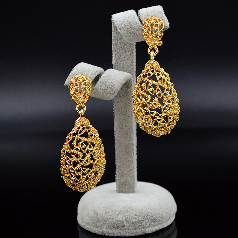 Sunny Jewelry Vintage Jewelry Sets For Women Necklace Earrings Pendant Water Drop Hollow Out Jewelry Sets For Wedding Engagement - Image 4