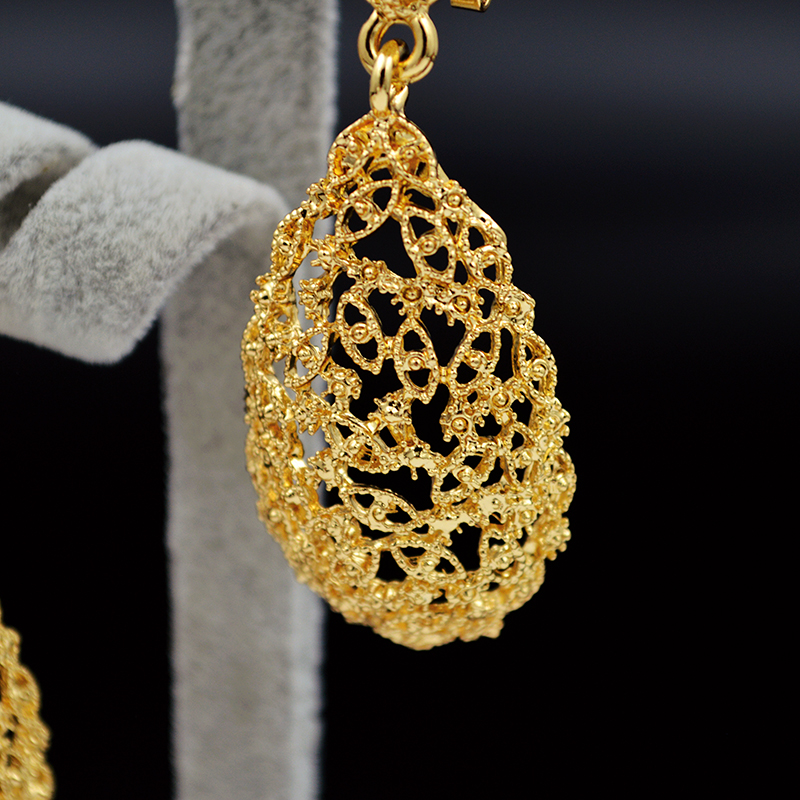 Sunny Jewelry Vintage Jewelry Sets For Women Necklace Earrings Pendant Water Drop Hollow Out Jewelry Sets For Wedding Engagement - Image 3