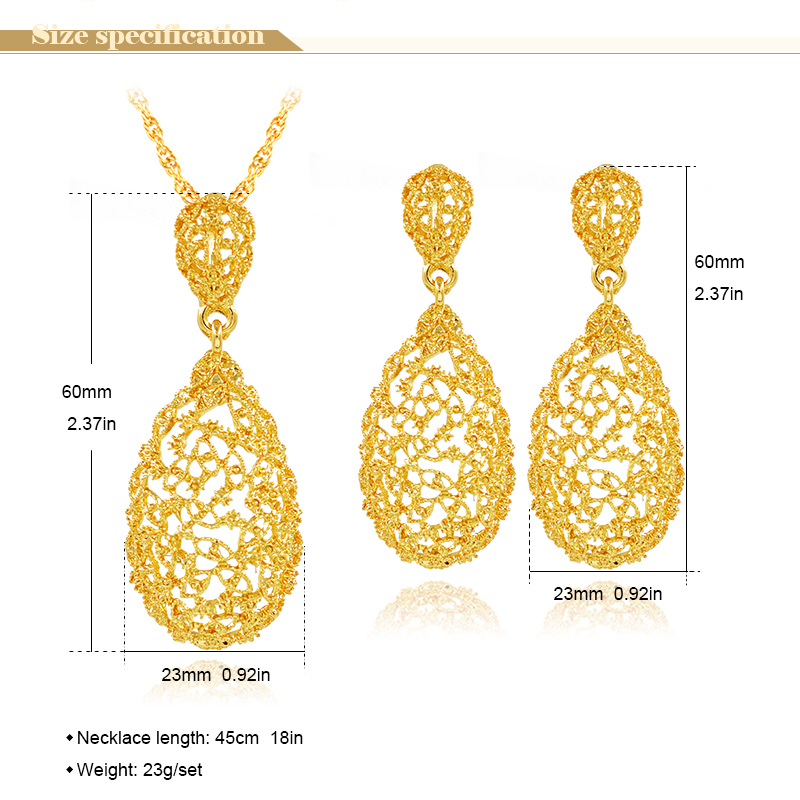 Sunny Jewelry Vintage Jewelry Sets For Women Necklace Earrings Pendant Water Drop Hollow Out Jewelry Sets For Wedding Engagement - Image 6