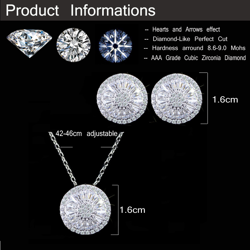 CWWZircons Top Quality CZ Crystal Women Fashion Jewellery Shiny Round Cubic Zircon Necklace and Earring Jewelry set T039 - Image 6